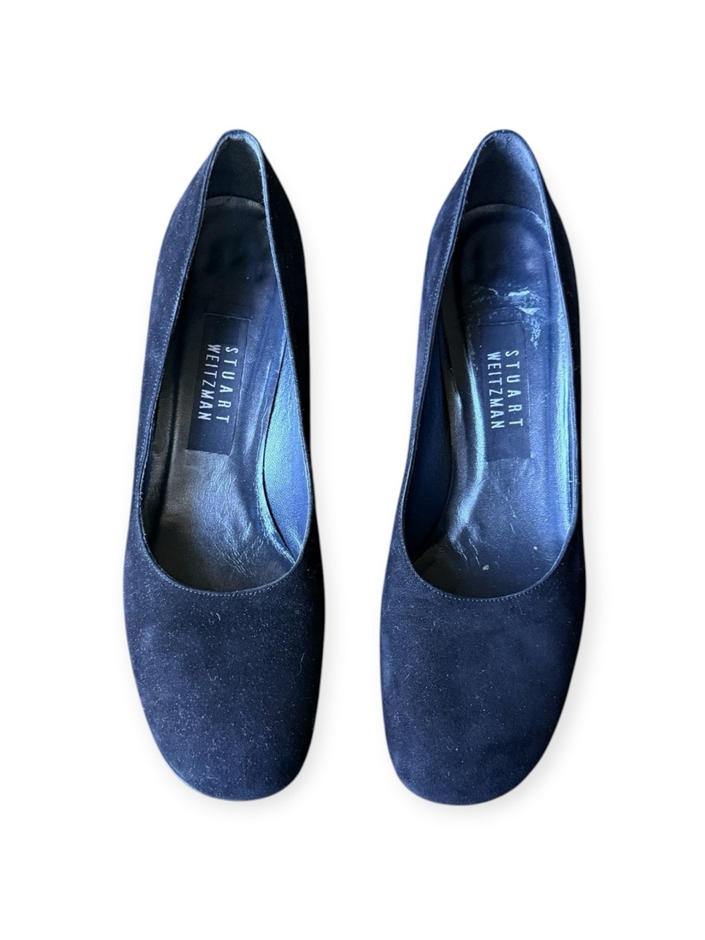 Stuart Weitzman Black Suede Round-Toe Flats